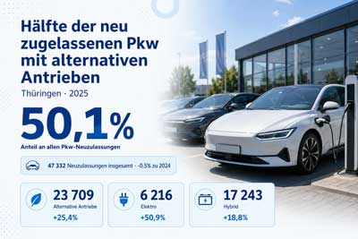 zur Pressemitteilung 171 vom 13. Juli 2026: „Hälfte der im Jahr 2025 neu zugelassenen Pkw hatten alternative Antriebe“ im PDF-Format