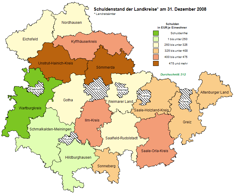 gemeinde und stadt und thüringen map