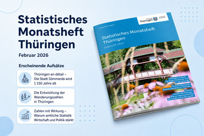 zur Pressemitteilung 115 vom 15. Mai 2026: &bdquo;Statistisches Monatsheft Februar 2026 ver�ffentlicht <br><thin>Ein statistischer Blick auf die Stadt S�mmerda und ein Aufsatz �ber die Wanderungszahlen in Th�ringen</thin>&ldquo; im PDF-Format