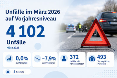 zur Pressemitteilung 134 vom 4. Juni 2026: &bdquo;Zahl der Unf�lle im M�rz&nbsp;2026 auf dem Niveau des Vorjahresmonats &ldquo; im PDF-Format