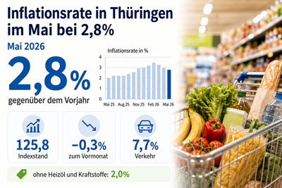zur Pressemitteilung 136 vom 5. Juni 2026: &bdquo;Inflationsrate in Th�ringen im Mai bei durchschnittlich 2,8&nbsp;Prozent&ldquo; im PDF-Format