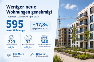 zur Pressemitteilung 145 vom 16. Juni 2026: &bdquo;Wohnungsneubau im Zeitraum Januar bis April 2026&ldquo; im PDF-Format