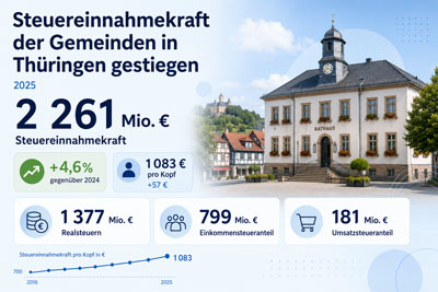 zur Pressemitteilung 150 vom 18. Juni 2026: &bdquo;Steuereinnahmekraft der Gemeinden in Th�ringen im Jahr&nbsp;2025 gestiegen&ldquo; im PDF-Format