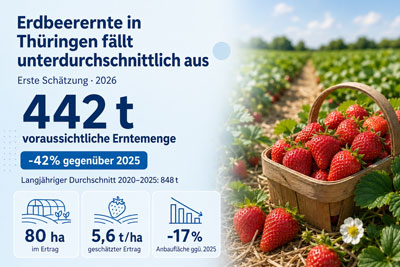 zur Pressemitteilung 178 vom 17. Juli 2026: &bdquo;Erdbeerernte in Th�ringen f�llt unterdurchschnittlich aus&ldquo; im PDF-Format